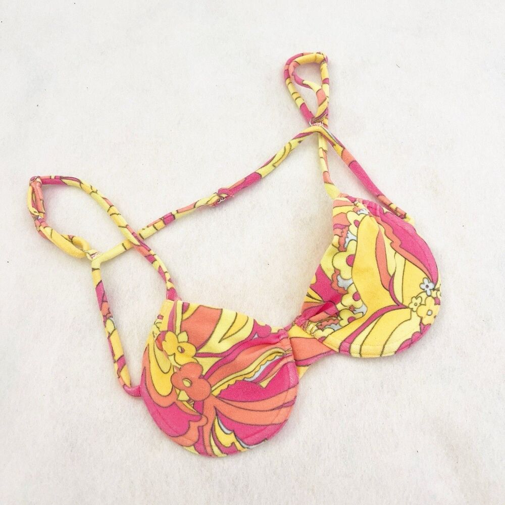 Frankies Bikinis Size Large Terry Groovy String Bikini Top Sexy‎ Swim